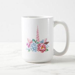 Watercolor Unicorn Floral Crown Coffee Mug