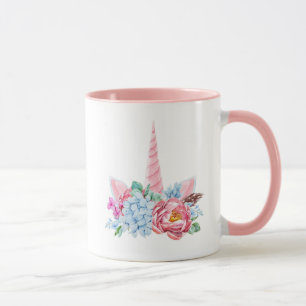 Watercolor Unicorn Floral Crown Mug