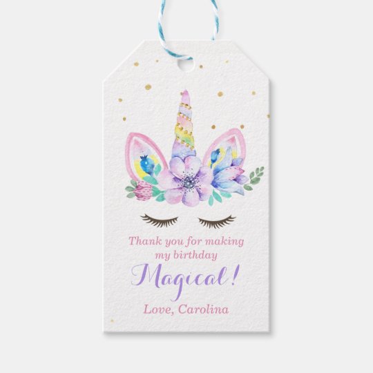 watercolor unicorn gift tag zazzlecom