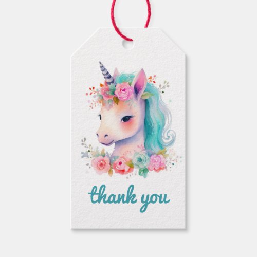 Watercolor unicorn gift tag