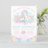 Watercolor Unicorn Girl Baby Shower Invitation (Standing Front)