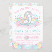 Watercolor Unicorn Girl Baby Shower Invitation (Front/Back)