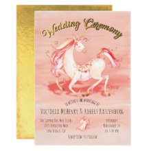 Watercolor Unicorn Gold Foil Wedding Invitation