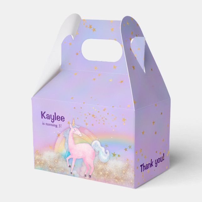 Watercolor Unicorn Holographic Favor Boxes (Front Side)