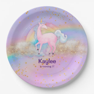 Watercolor Unicorn Holographic Paper Plates