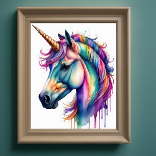 Watercolor Unicorn in Candy Colors III Poster