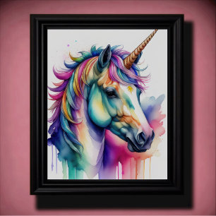 Watercolor Unicorn in Candy Colors V Poster