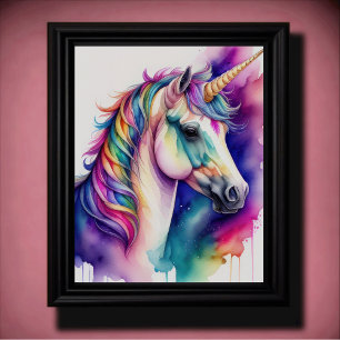 Watercolor Unicorn in Candy Colors VII Poster