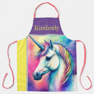 Watercolor Unicorn in Soft Pastels Apron