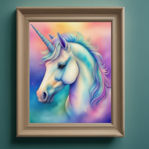 Watercolor Unicorn in Soft Pastels VIII Poster