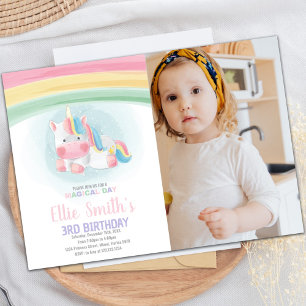 Watercolor Unicorn Invitations with photo