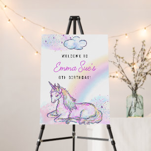 Watercolor Unicorn Magical Day Girl's Birthday Foam Board