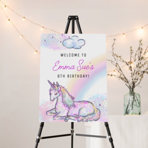 Watercolor Unicorn Magical Day Girls Birthday Foam Board