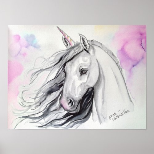 Watercolor Unicorn Painting Art Print