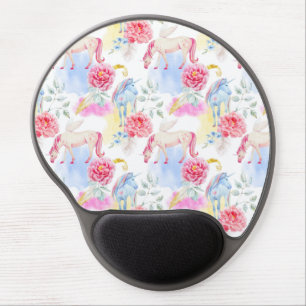 Watercolor Unicorn & Pegasus Pattern Gel Mouse Pad