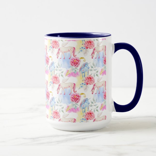 Watercolor Unicorn & Pegasus Pattern Mug (Right)