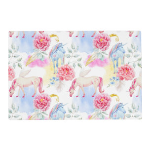 Watercolor Unicorn & Pegasus Pattern Placemat