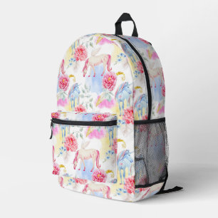 Watercolor Unicorn & Pegasus Pattern Printed Backpack