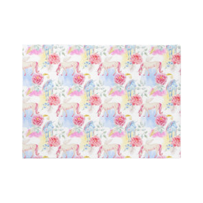 Watercolor Unicorn & Pegasus Pattern Rug