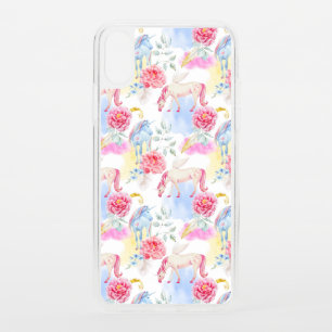 Watercolor Unicorn & Pegasus Pattern iPhone XS Case