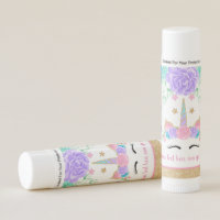 Watercolor Unicorn Personalized Custom Party Favor Lip Balm