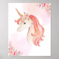 Watercolor Unicorn Poster. Nursery Decor.