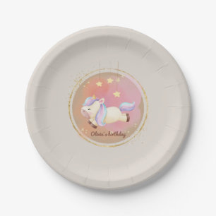 Watercolor Unicorn Rainbow Party Paper Plates
