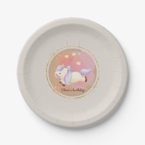 Watercolor Unicorn Rainbow Party Paper Plates