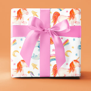 Watercolor Unicorn Rainbow Pattern Wrapping Paper