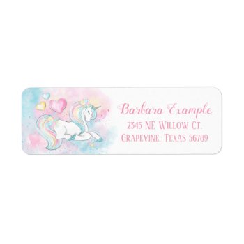 Watercolor Unicorn Return Address Labels by The_Baby_Boutique at Zazzle