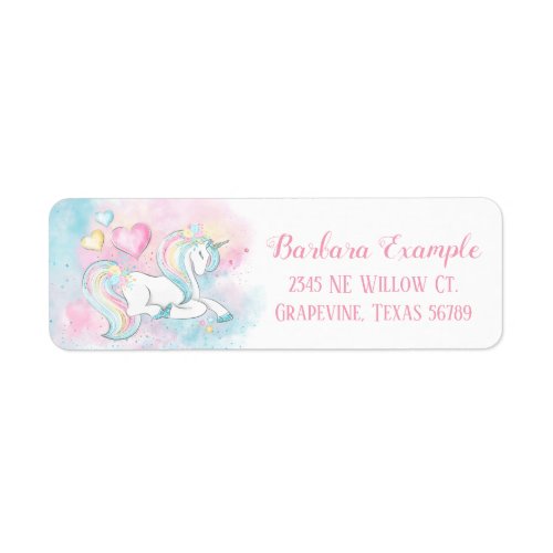Watercolor Unicorn Return Address Labels