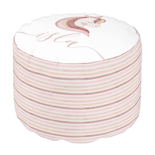 Watercolor Unicorn Round Pouf