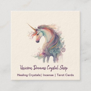Watercolor Unicorn Square Business Card by businesscardsforyou at Zazzle