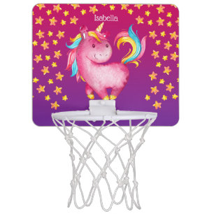 Watercolor Unicorn Stars Personalized Kids Mini Basketball Hoop