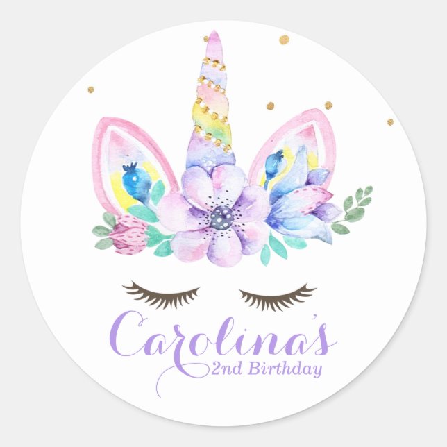 Watercolor Unicorn Sticker (Front)