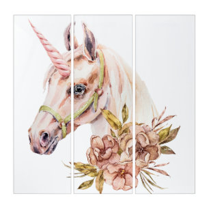 Watercolor Unicorn Triptych