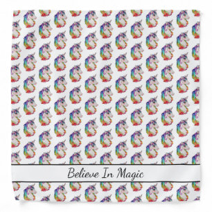 Watercolor Unicorn With Rainbow Hair Bandana