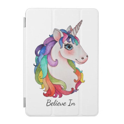Watercolor Unicorn With Rainbow Hair iPad Mini Cover