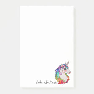 Watercolor Unicorn With Rainbow Hair Post-it Notes