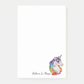 Watercolor Unicorn With Rainbow Hair Post-it Notes