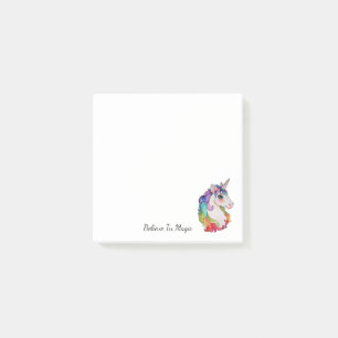 Watercolor Unicorn With Rainbow Hair Post-it Notes