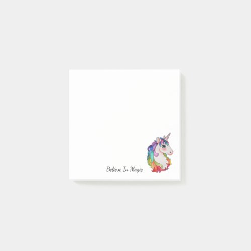 Watercolor Unicorn With Rainbow Hair Post_it Notes
