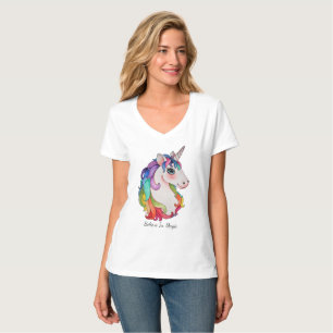 Watercolor Unicorn With Rainbow Hair T-Shirt