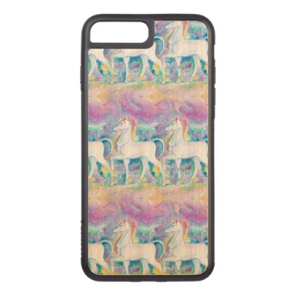 Watercolor Unicorns Carved iPhone 8 Plus/7 Plus Case
