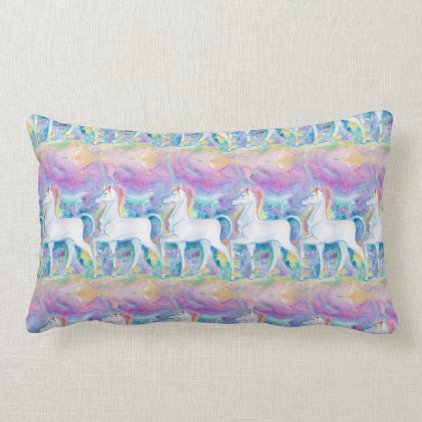 Watercolor Unicorns Lumbar Pillow