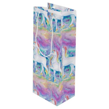 Watercolor Unicorns Wine Gift Bag