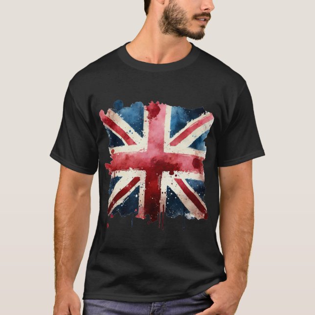 Watercolor Union Jack Flag T-Shirt (Front)