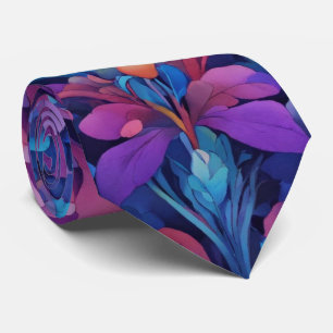 Watercolor Unique Luxury Floral Flower Print Neck Tie
