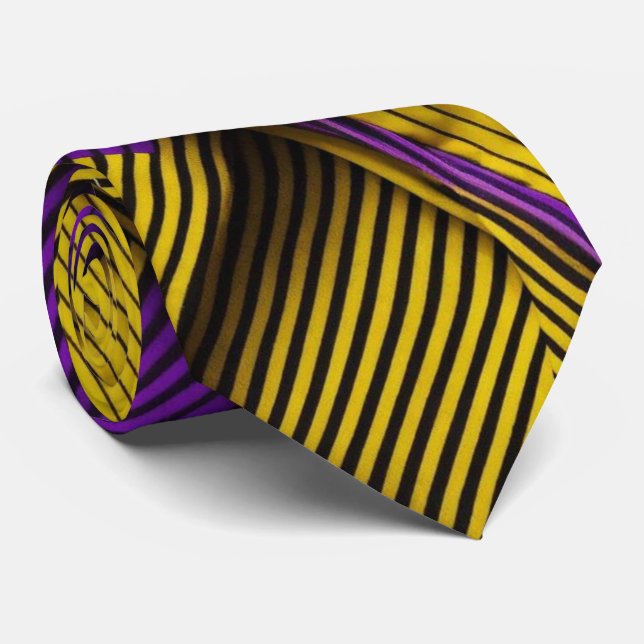Watercolor Unique Luxury Gold Purple Print Neck Tie (Rolled)