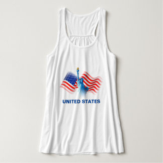 Watercolor United States Flag with Lady Liberty Pl Tank Top